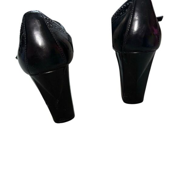 Y2K 2000’s Aldo sz 40/9.5 chunky Mary Jane pumps round toe leather black heels - Picture 4 of 9